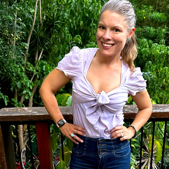 Kitten d’Amour lavender blouse with tie up detail - size 16 - Picture 9 of 9